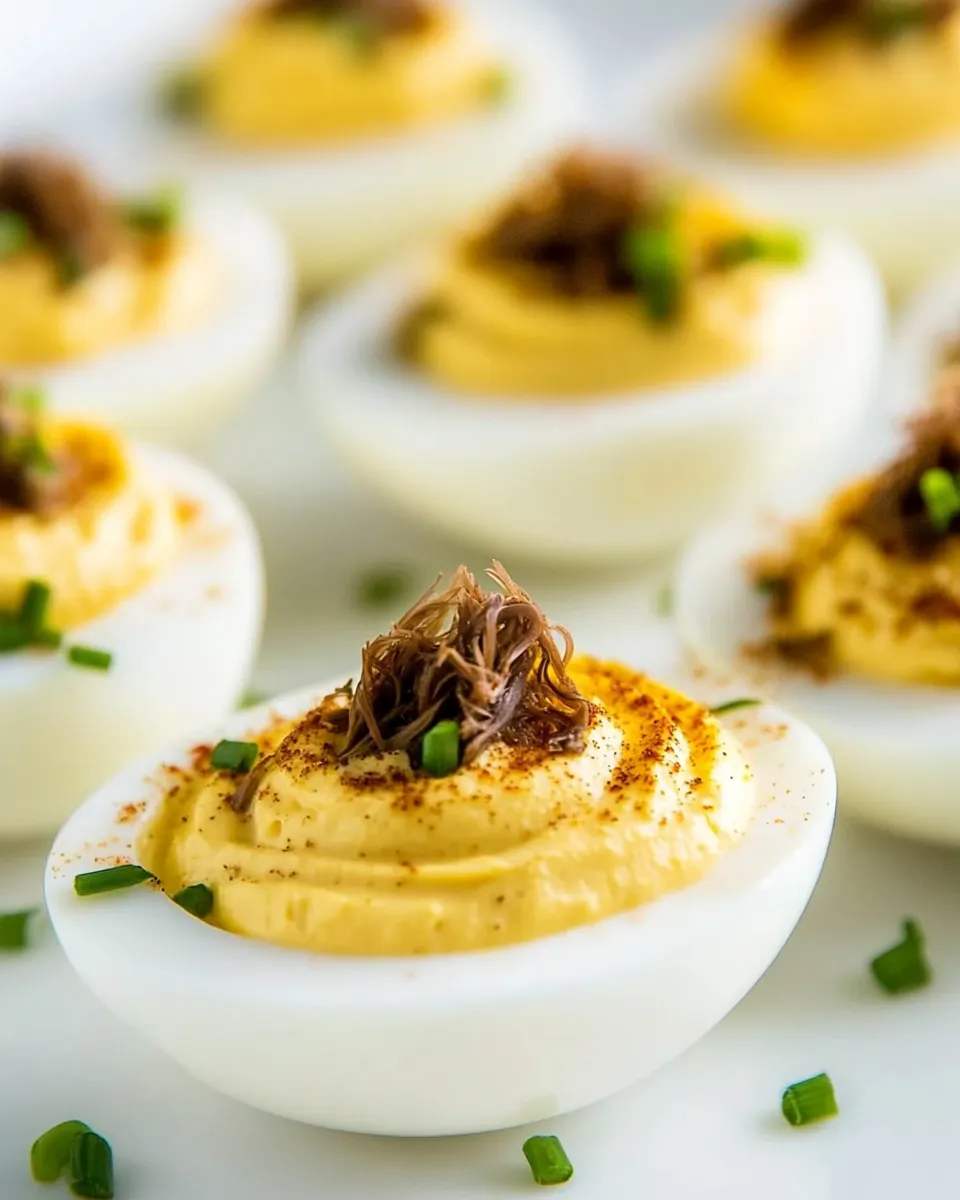 Delicious Truffled Deviled Eggs shot