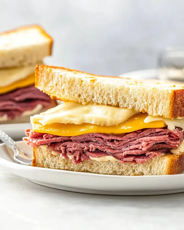 Homemade Ultimate Corned Beef Breakfast Sandwich Recipe with Swiss Cheese photo