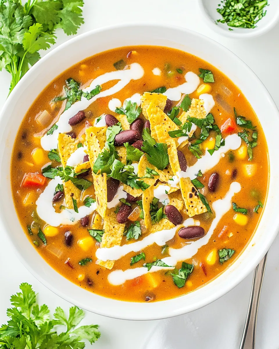 Delicious Vegan Tortilla Soup shot