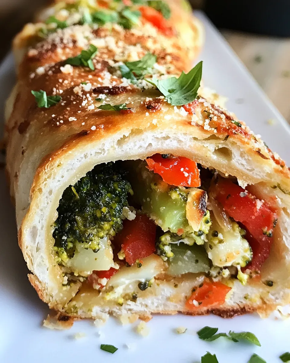 Homemade Vegetable Stromboli With Broccoli And Cheese photo