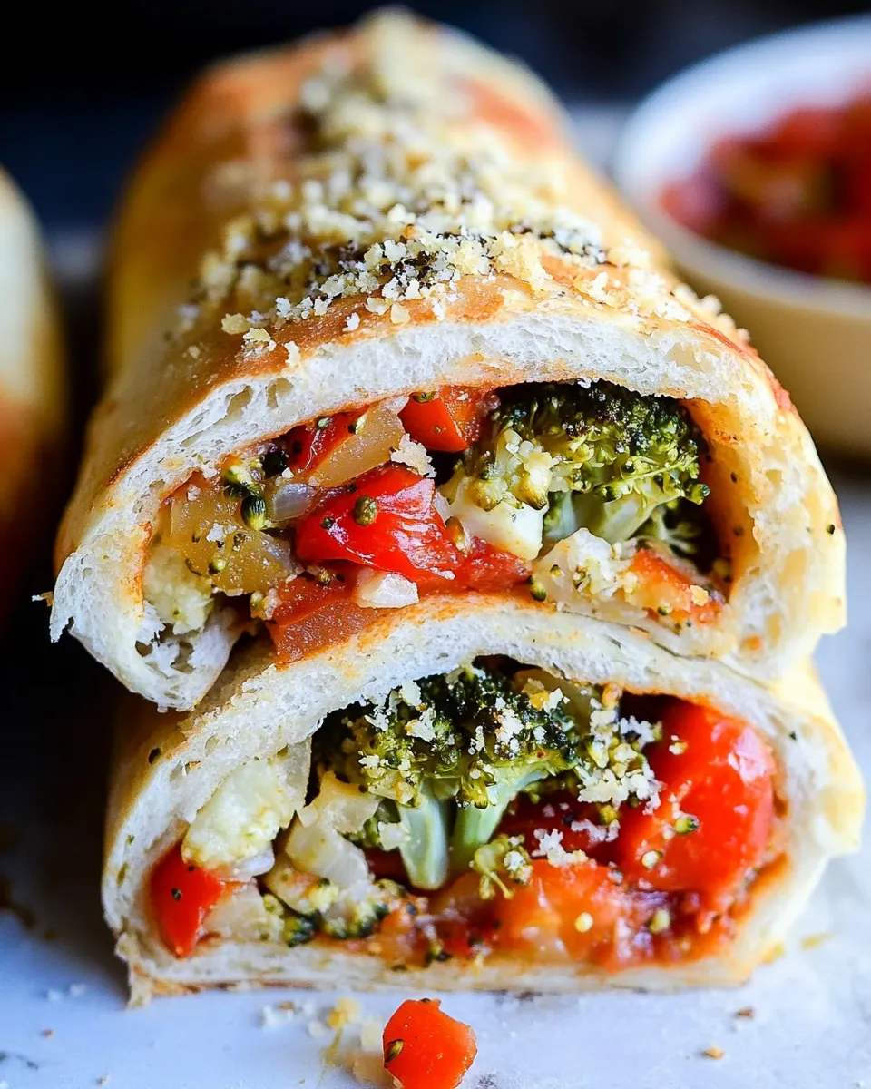Delicious Vegetable Stromboli With Broccoli And Cheese shot