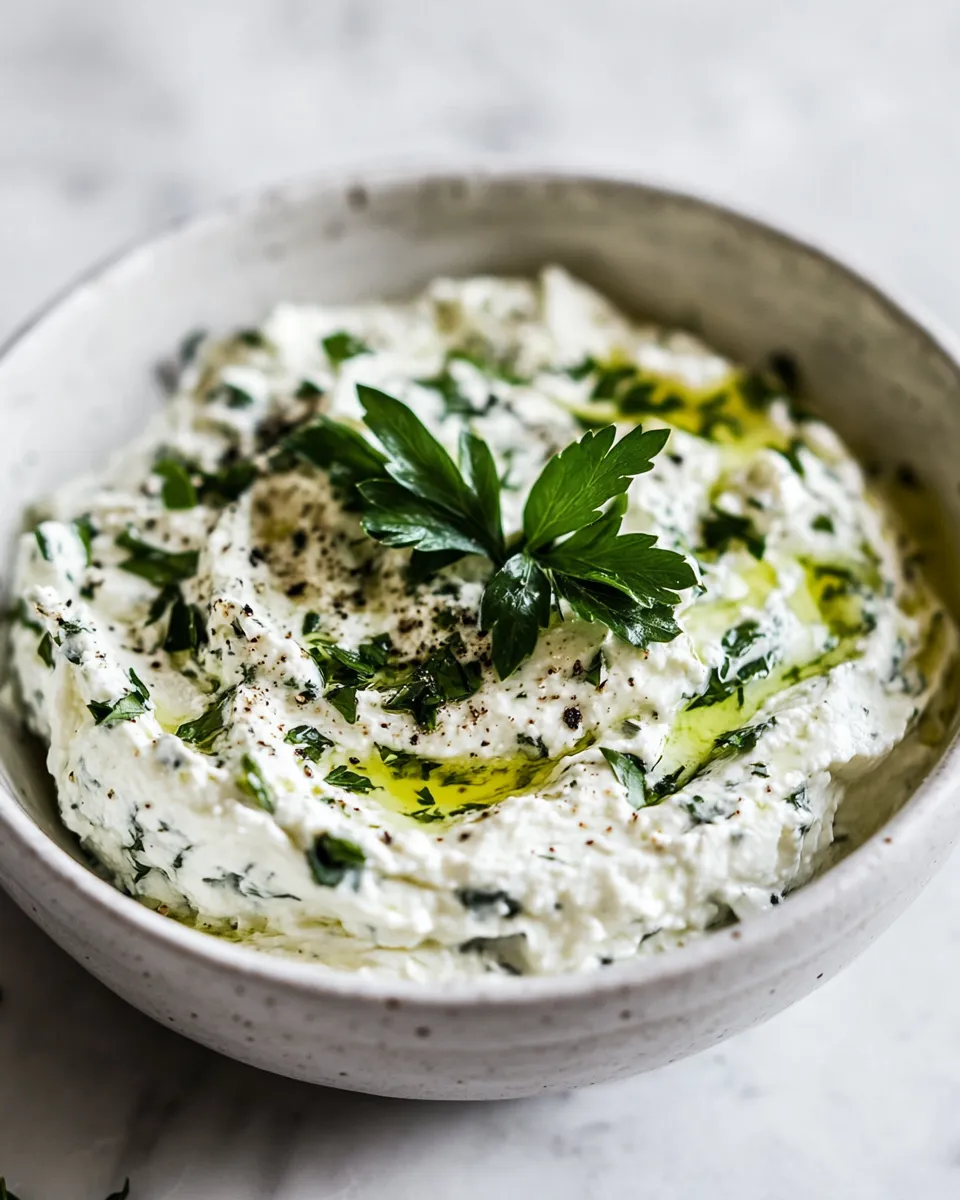 Savory Whipped Feta with Fresh Herbs food shot