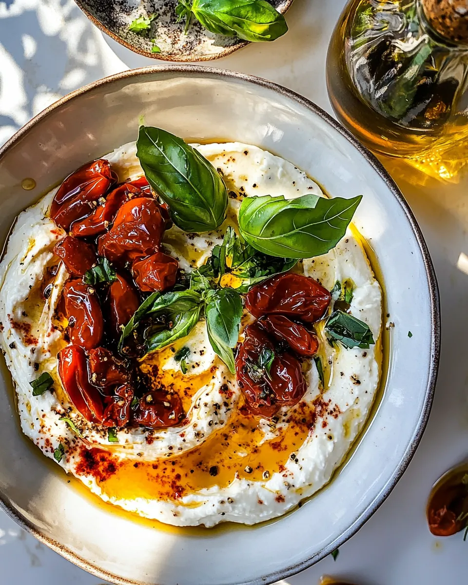 Savory Whipped Goat Cheese and Calabrian Chile Oil Dip. recipe image