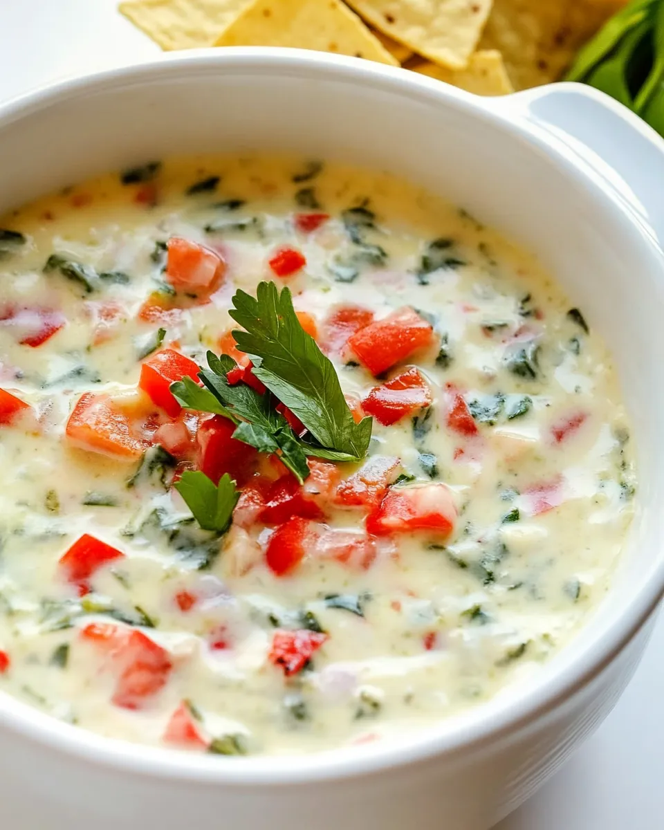 Delicious White Spinach Queso shot