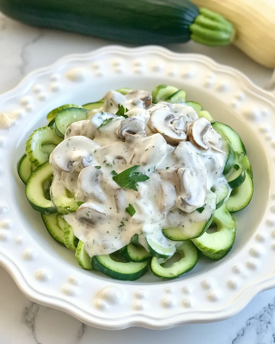 Easy Zucchini Noodles with Creamy Garlic Mushroom Sauce - Kids in the Kitchen photo