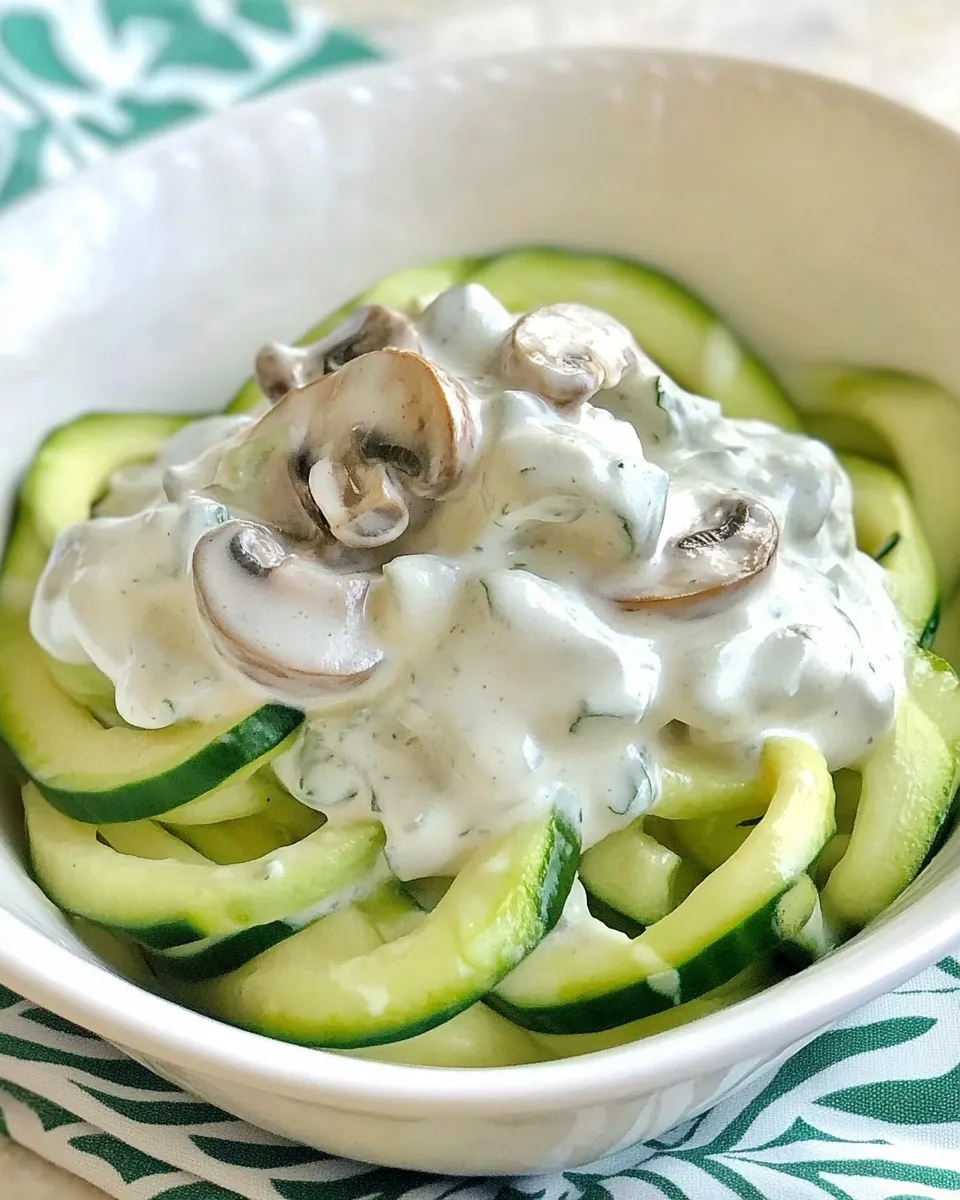 Healthy Zucchini Noodles with Creamy Garlic Mushroom Sauce - Kids in the Kitchen shot