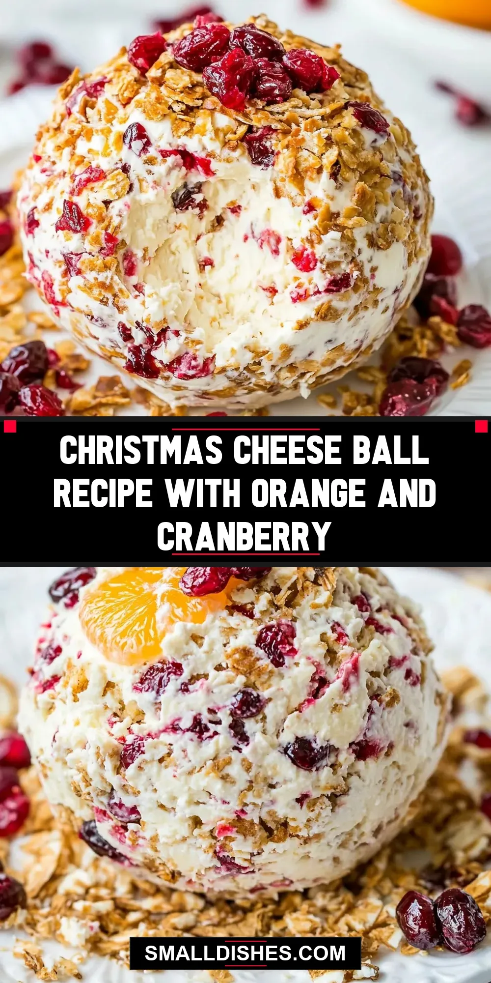 Creamy Christmas Cheese Ball  With Orange And Cranberry