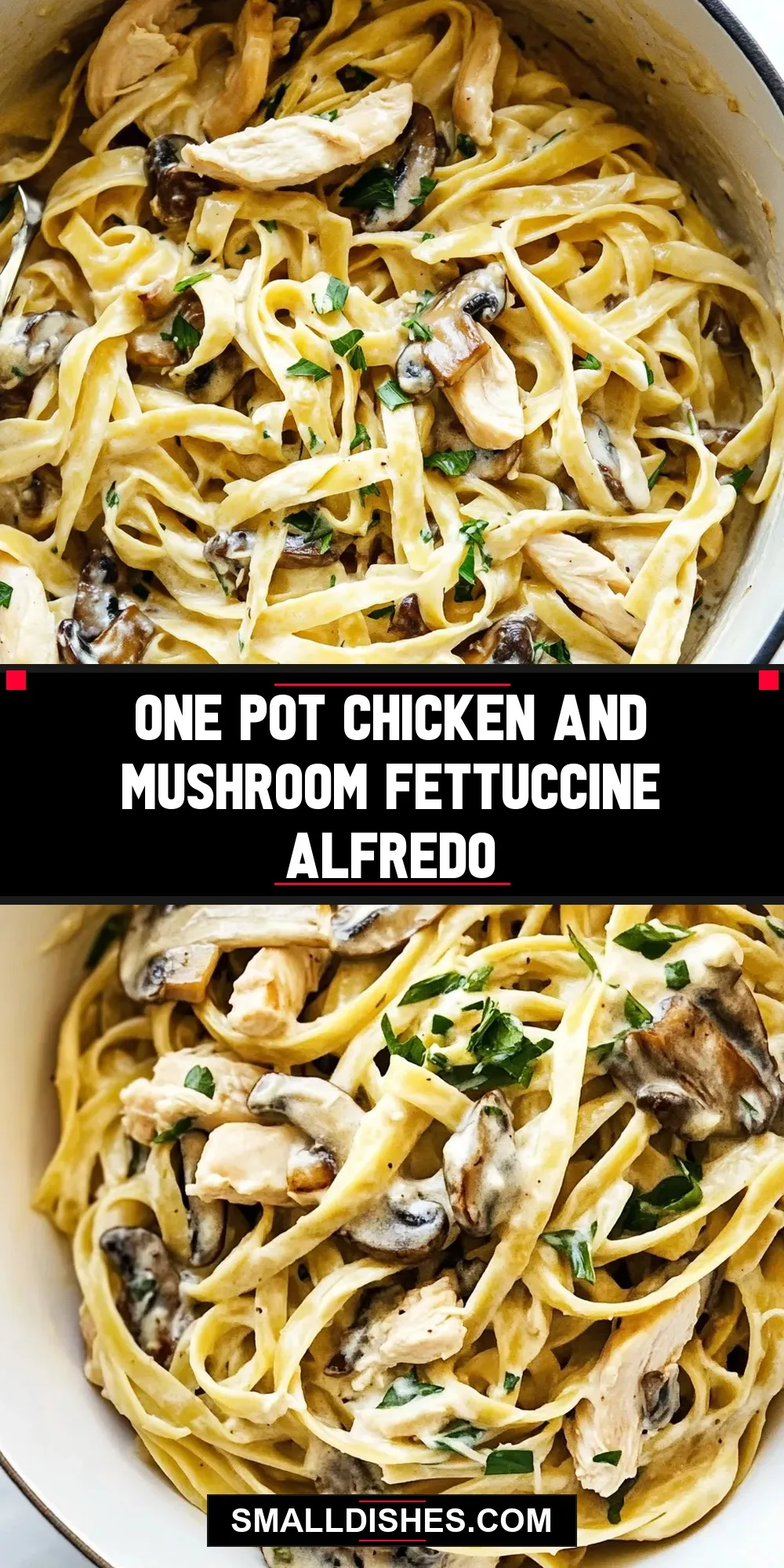 One Pot Chicken And Mushroom Fettuccine Alfredo Recipe
